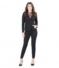 Elastic fabric women office suit with pockets