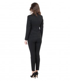 Elastic fabric women office suit with pockets