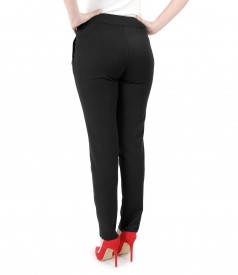 Elastic fabric trousers with pockets