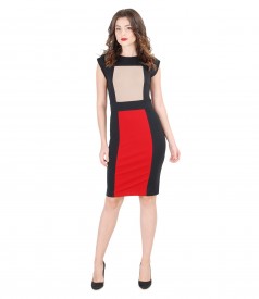 Thick elastic jersey dress with inserts