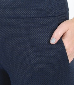 Textured cotton elastic pants