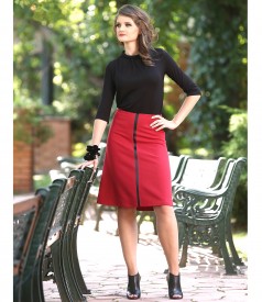 Elastic fabric flared skirt with inserts