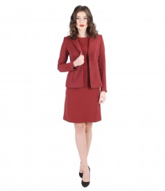 Office elastic fabric women jacket  with dress with pleats