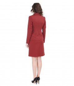 Office elastic fabric women jacket  with dress with pleats