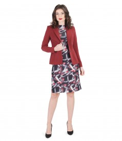 Printed elastic jersey dress and jacket