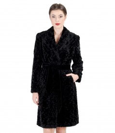 Fur coat with shawl collar