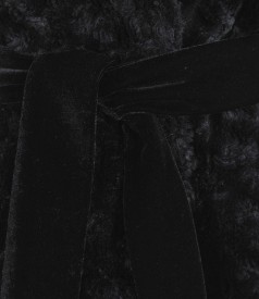 Fur coat with shawl collar