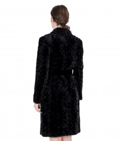 Fur coat with shawl collar