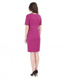 Elegant elastic fabric dress with trim