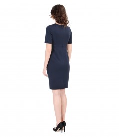 Elegant elastic fabric dress with trim