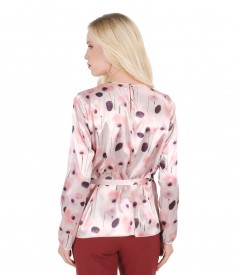 Elegant elastic printed saten blouse