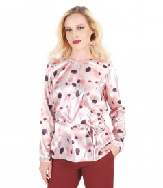 Elegant elastic printed saten blouse