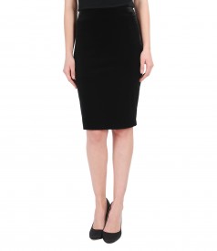 Black stretch velvet elegant skirt