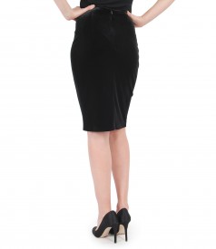 Black stretch velvet elegant skirt