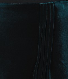 Elastic velvet skirt with folds