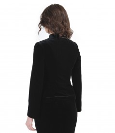 Elegant elastic velvet jacket with crystals inserts