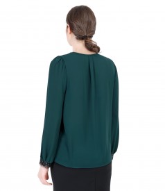 Veil blouse with folds and trim