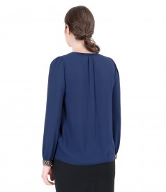 Veil blouse with folds and trim