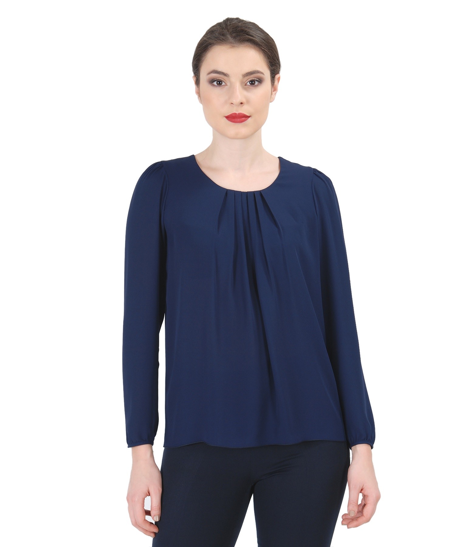 Veil blouse with folds dark blue - YOKKO