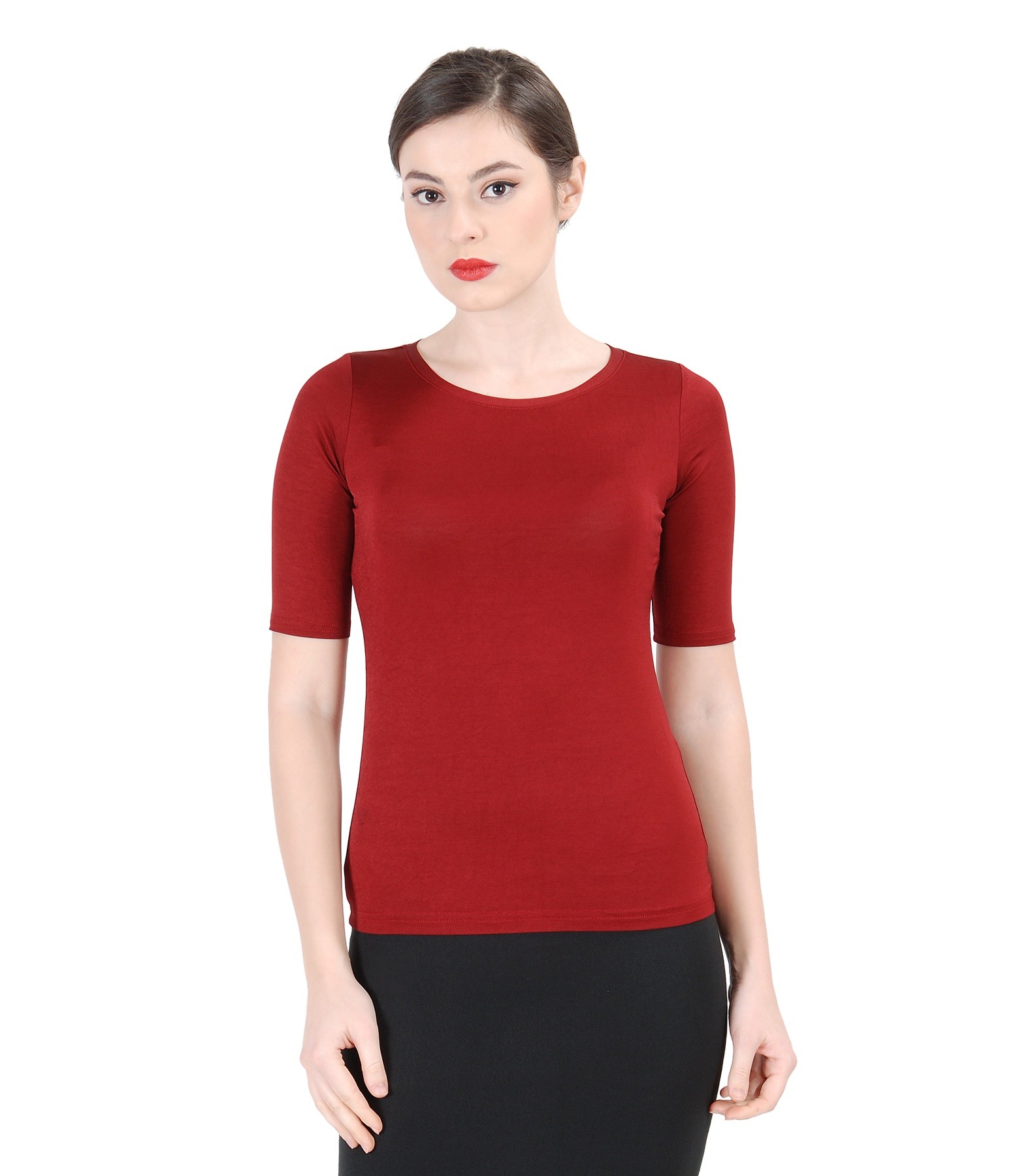 Satined elastic jersey with short sleeves YOKKO