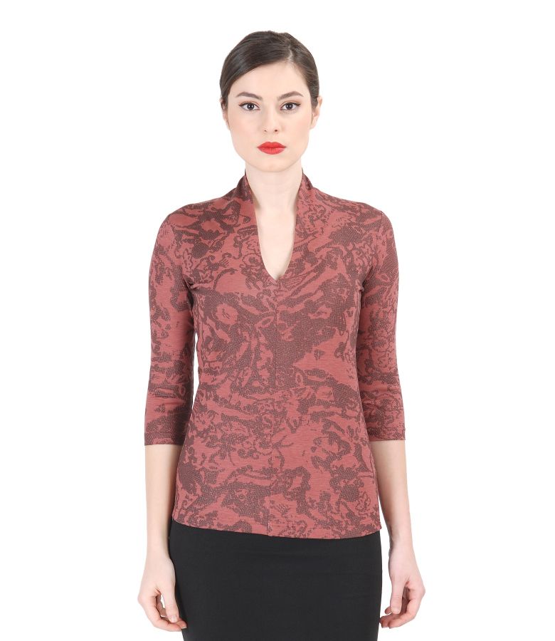 Printed jersey t-shirt with deep neckline