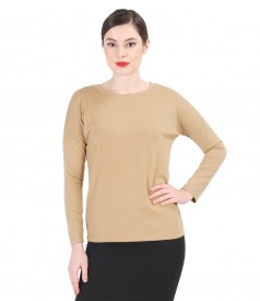 Elastic jerse blouse with long sleeves