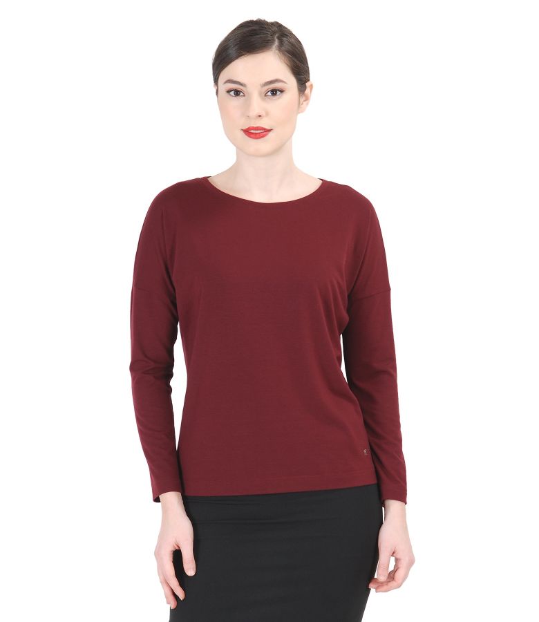 Elastic jerse blouse with long sleeves