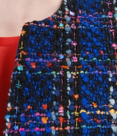 Elegant multicolored woolen loops jacket