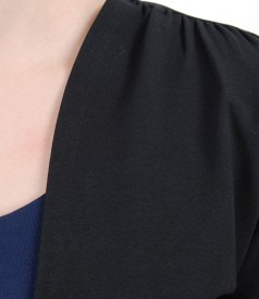 Elastic jersey blouse tied with belt