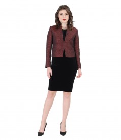 Elegant women outfit with satin brocade jacket
