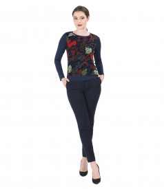 Casual outfit with velvet brocade t-shirt and pants