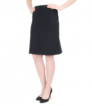 Thick elastic jersey flared skirt