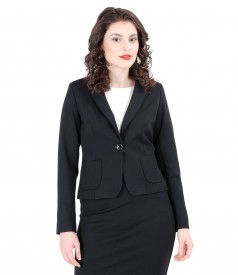 Thick elastic jersey jacket with pockets