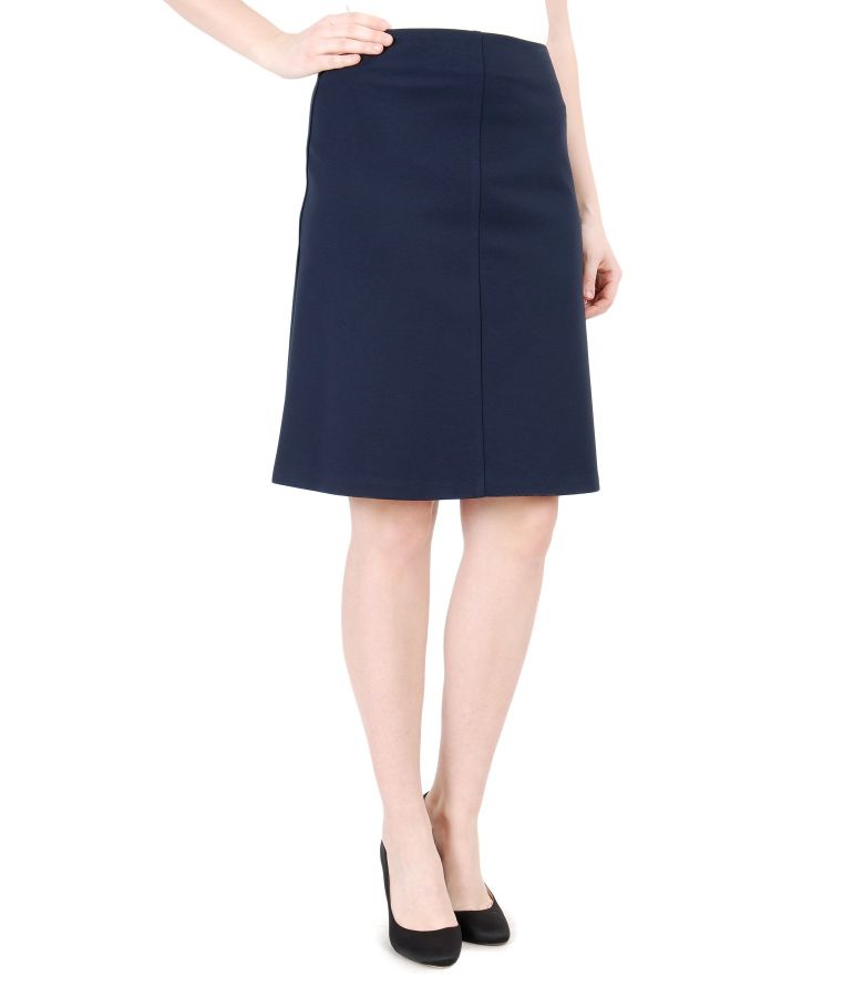 Thick elastic jersey flared skirt