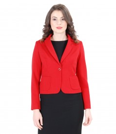 Thick elastic jersey jacket with pockets