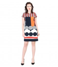 Flaring elastic cotton dress with pockets