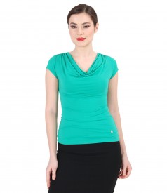 Elastic jersey t-shirt with folds
