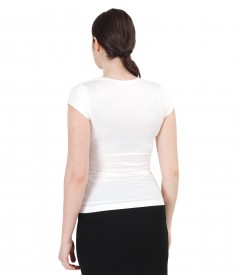 Elastic jersey t-shirt with folds