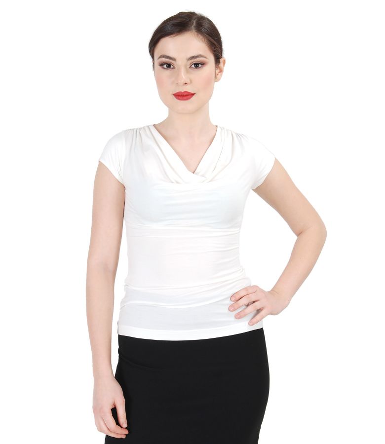 Elastic jersey t-shirt with folds