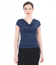 Elastic jersey t-shirt with folds