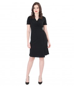 Black jersey dress with clasp