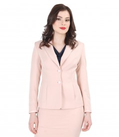 Office jacket with pockets and faux leather trim