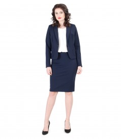 Navy elastic jersey office women suit