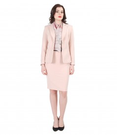 Women office suit with organic leather trim