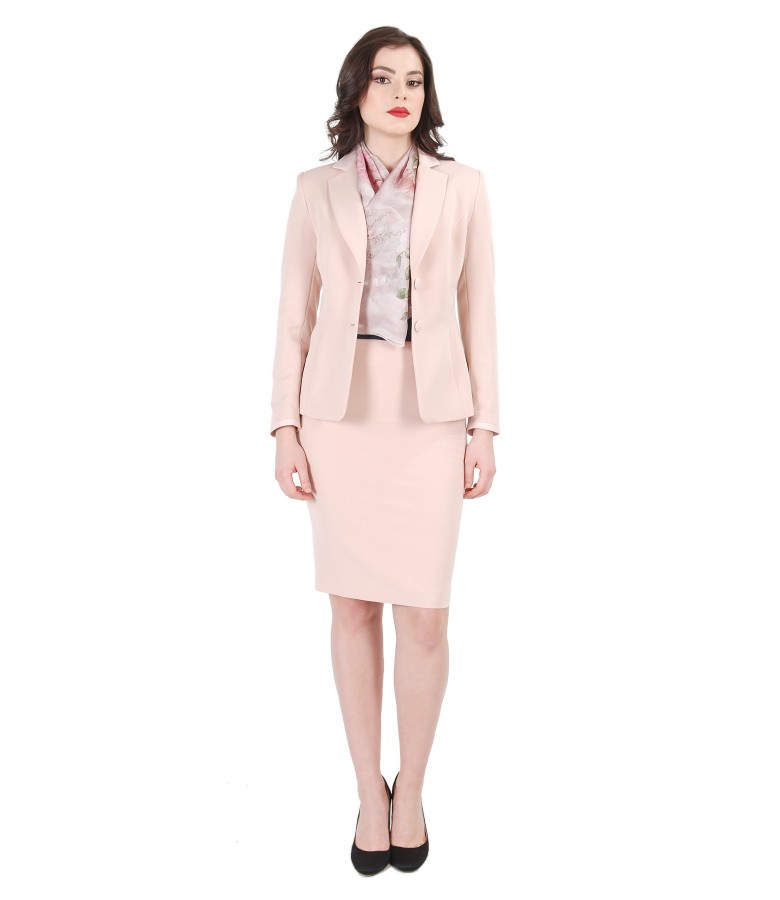 Women office suit with organic leather trim