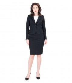 Black elastic jersey office women suit