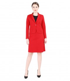 Red elastic jersey women office suit