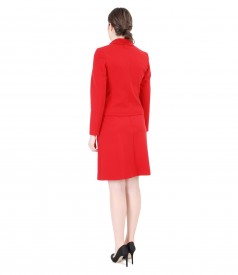 Red elastic jersey women office suit