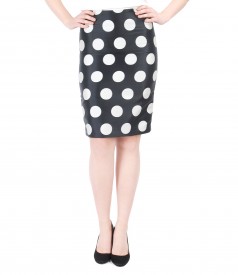 Pencil skirt with dots and zipper slit