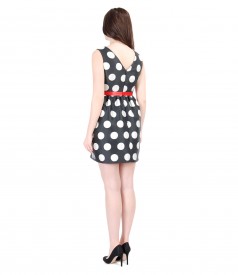 Flaring dress with dots and red belt